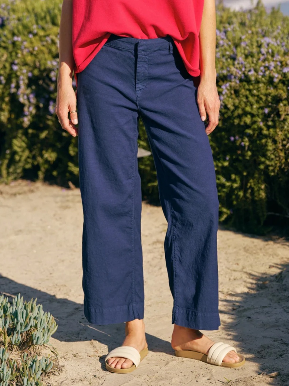 Frank & Eileen Wexford Wide Leg Cropped Pants Navy Size 2